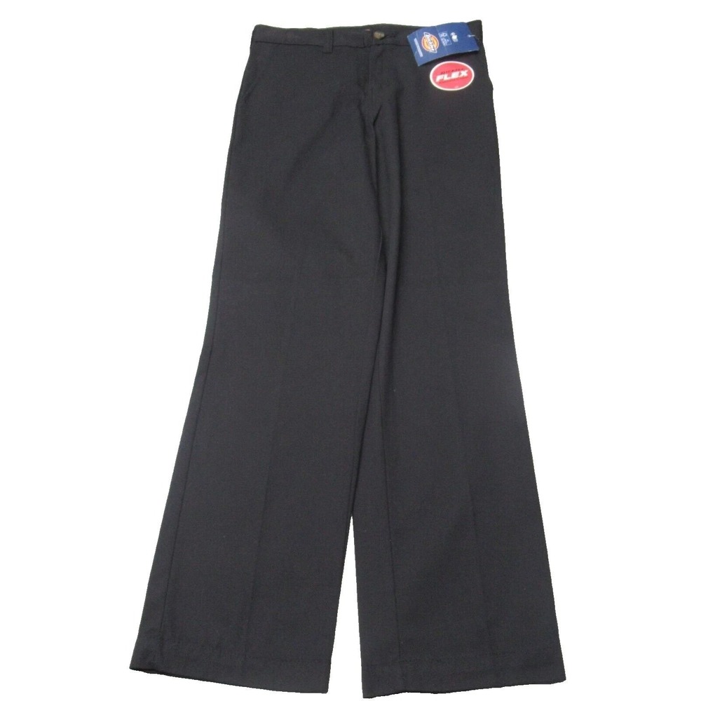 Dickies Pants Boys 12 Black Flex Slim Straight Flat Front Khaki Zip 26x26 NEW